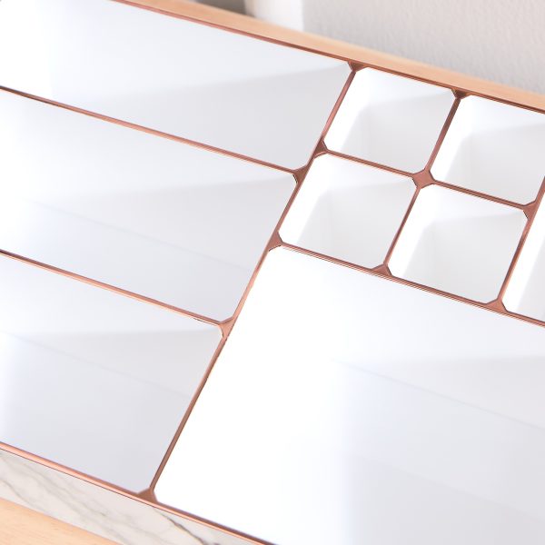 9 Compartment Marble Look Makeup Organiser | Marble Acrylic Makeup Organiser – Perfume Holder, Vanity Storage And Cosmetic Storage – White